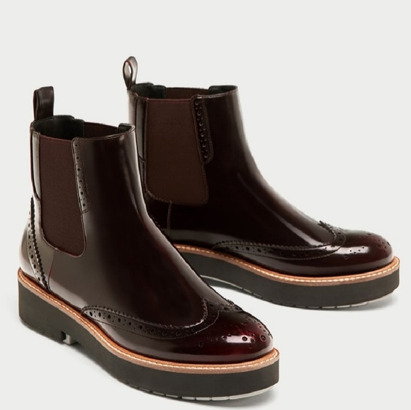Zara Shoes - Zara Chelsea Brogues Platform Ankle Boots Booties